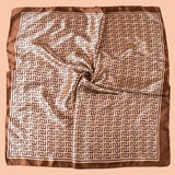 Brown High Quality Foulard Silk Headwraps Scarf