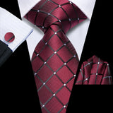 Red High Quality Multi-Color Silk 8.5cm Formal Hanky Cufflinks Set