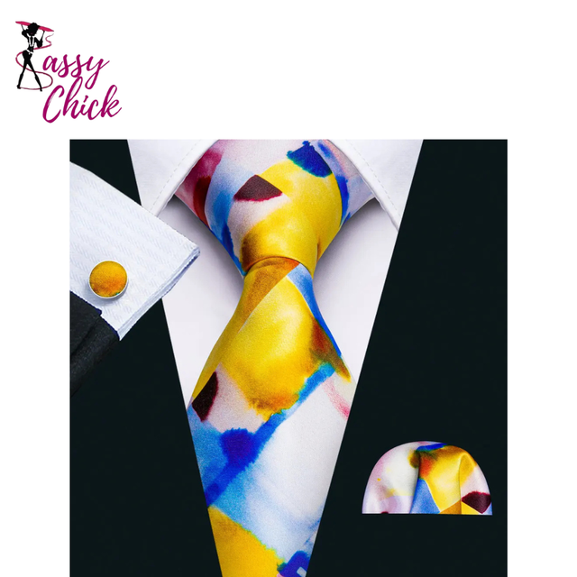 High Quality Pocket Square Cufflinks Silk Tie Sassy Chick Logo