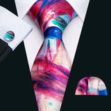 Colorful High Quality Pocket Square Cufflinks Silk Tie