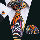 Multicolor High Quality Pocket Square Cufflinks Silk Tie