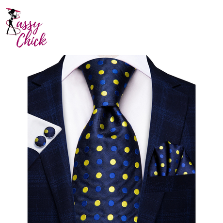 High Quality Pocket Square Royal Blue Men Tie Sassy Chick Logo
