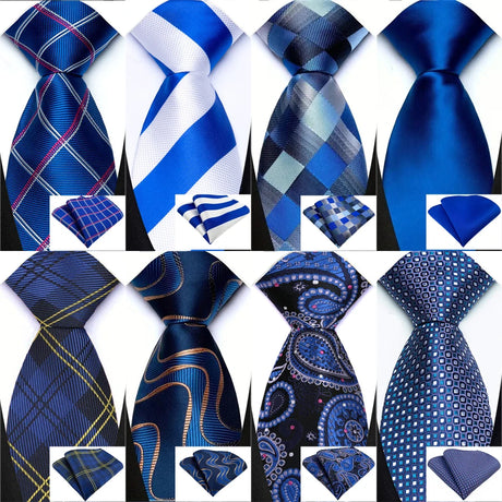 Collection of High Quality Pocket Square Royal Blue Men Tie