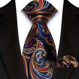 Brown High Quality Wine Red Floral Dot Plaid Men Tie Pocket Square Set