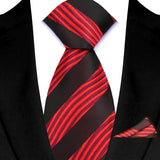 Red High Quality Wine Red Floral Dot Plaid Men Tie Pocket Square Set