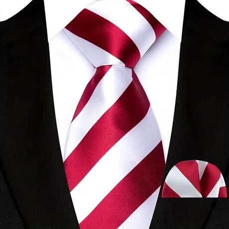 Red High Quality Wine Red Floral Dot Plaid Men Tie Pocket Square Set