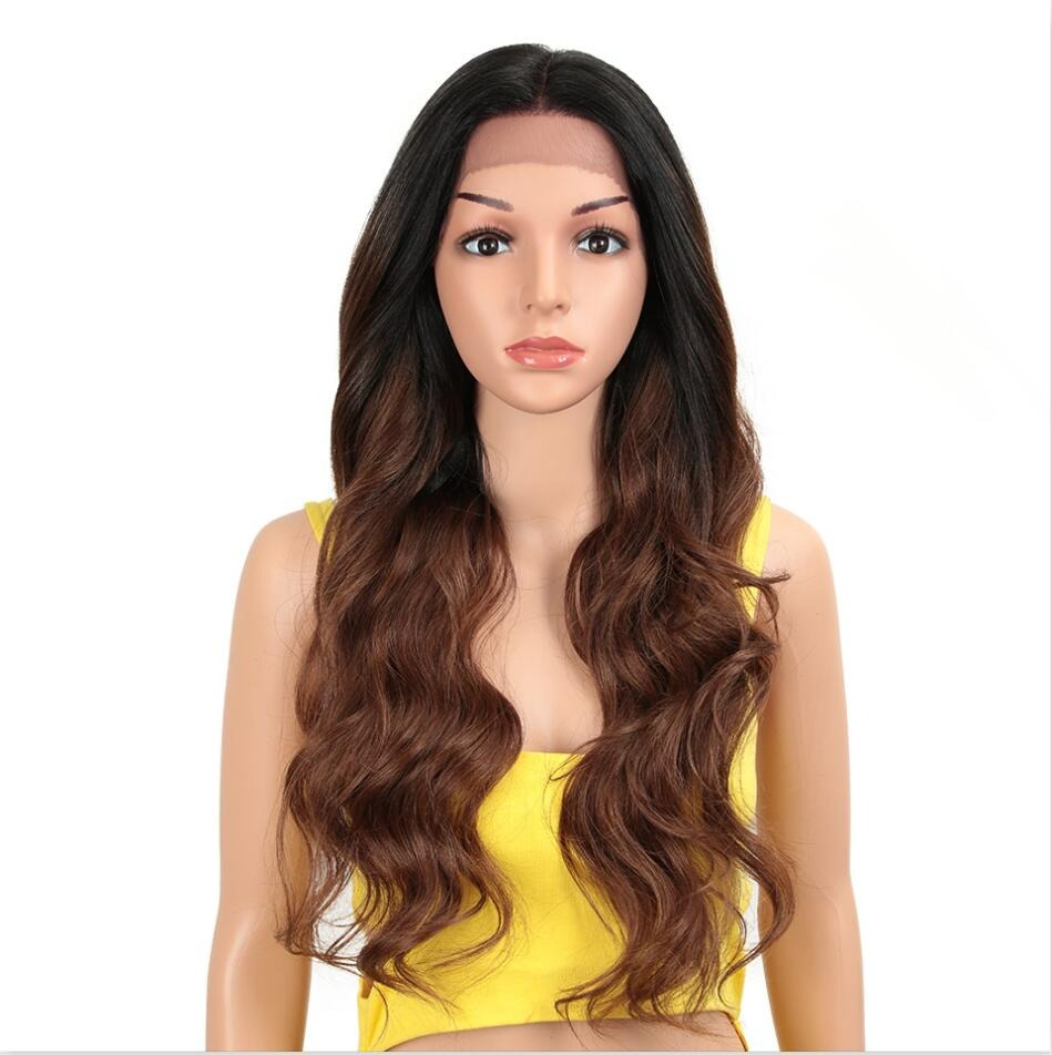 Black Brown Highlight Body Wave Hair Wig
