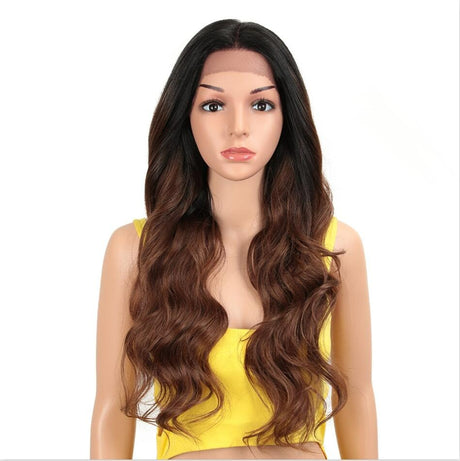 Black Brown Highlight Body Wave Hair Wig