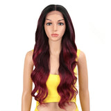 Black Red Highlight Body Wave Hair Wig