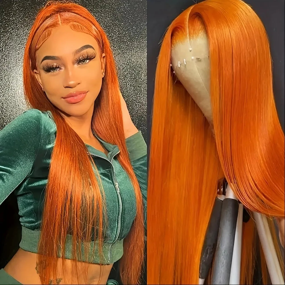 Orange Brazilian 28inch 13x4 Straight Human Hair Wig