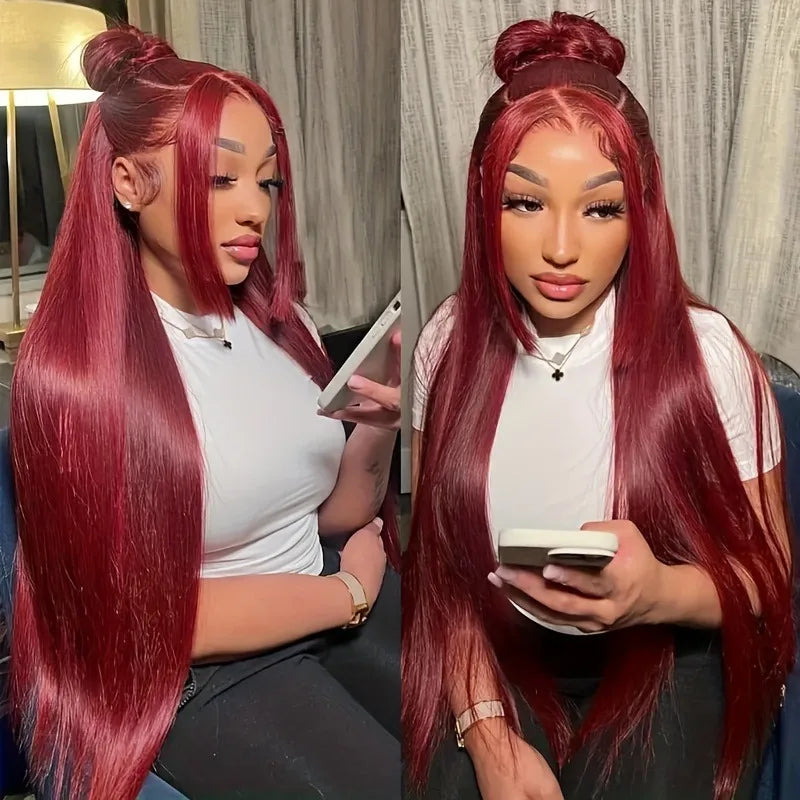 Red Brazilian 28inch 13x4 Straight Human Hair Wig