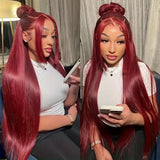 Red Brazilian 28inch 13x4 Straight Human Hair Wig
