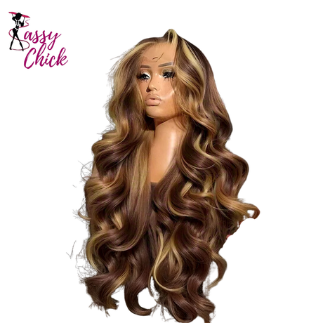 Highlight Ombre Body Wave Lace Frontal Wig Human Hair Sassy Chick Logo