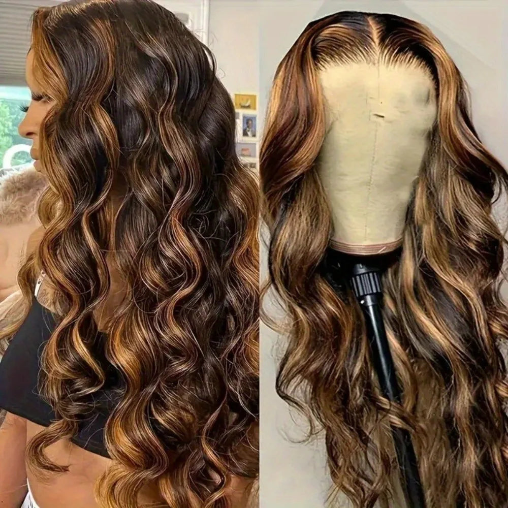 Highlight Ombre Body Wave Lace Frontal Wig Human Hair