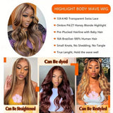 Highlight Ombre Body Wave Lace Frontal Wig Human Hair