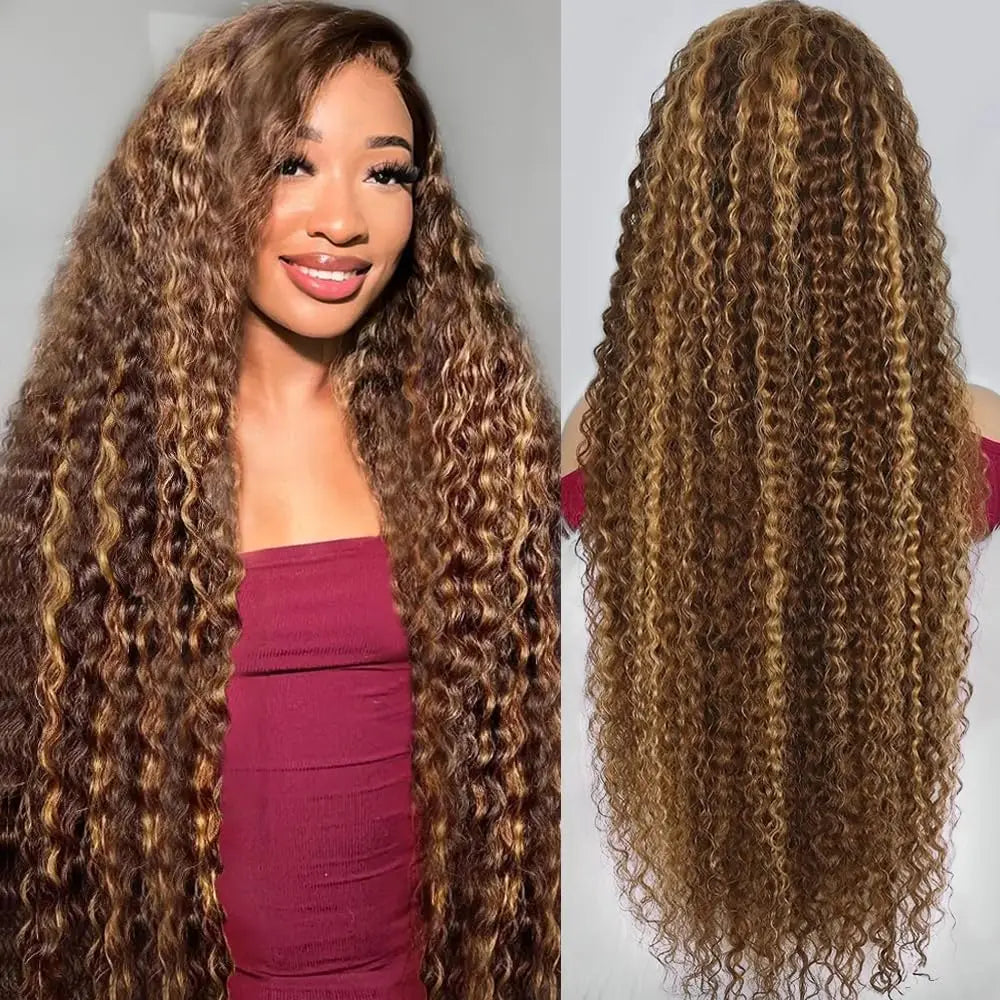 Highlight Ombre Deep Wave 13x4 HD Lace Frontal Wigs Human Hair