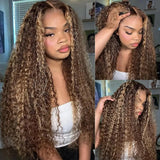 Highlight Ombre Deep Wave 13x4 HD Lace Frontal Wigs Human Hair