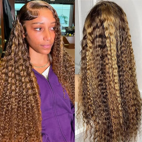 Highlight Ombre Deep Wave 13x4 HD Lace Frontal Wigs Human Hair