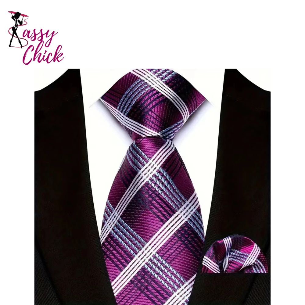 Hight Quality Solid Stripes Paisley Light Purple Necktie Sassy Chick Logo