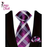 Hight Quality Solid Stripes Paisley Light Purple Necktie Sassy Chick Logo
