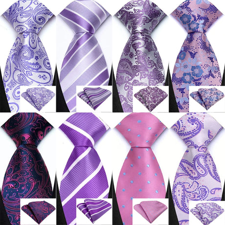 Collection of Hight Quality Solid Stripes Paisley Light Purple Necktie