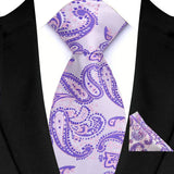 Purple Hight Quality Solid Stripes Paisley Light Purple Necktie