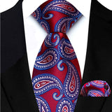 Red Hight Quality Solid Stripes Paisley Light Purple Necktie