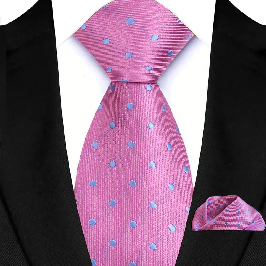 Pink Hight Quality Solid Stripes Paisley Light Purple Necktie