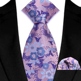 Pink Hight Quality Solid Stripes Paisley Light Purple Necktie