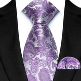 Purple Hight Quality Solid Stripes Paisley Light Purple Necktie