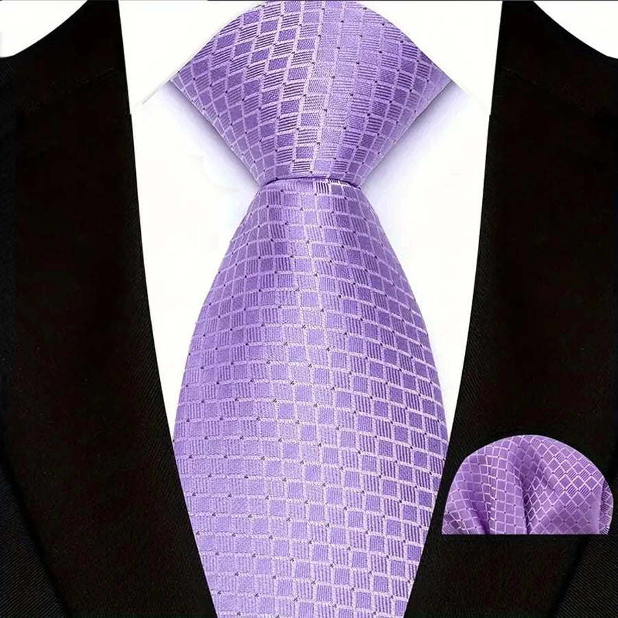 Purple Hight Quality Solid Stripes Paisley Light Purple Necktie
