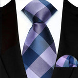 Blue Hight Quality Solid Stripes Paisley Light Purple Necktie