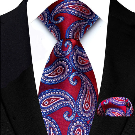 Red Hight Quality Solid Stripes Paisley Light Purple Necktie