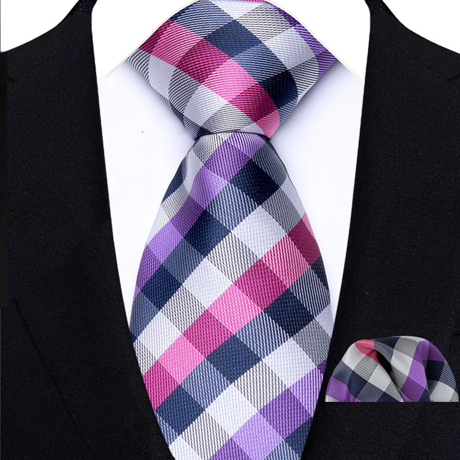 Multicolor Hight Quality Solid Stripes Paisley Light Purple Necktie