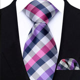 Multicolor Hight Quality Solid Stripes Paisley Light Purple Necktie