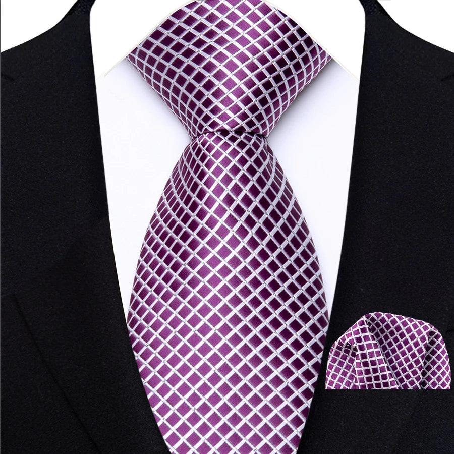 Purple Hight Quality Solid Stripes Paisley Light Purple Necktie
