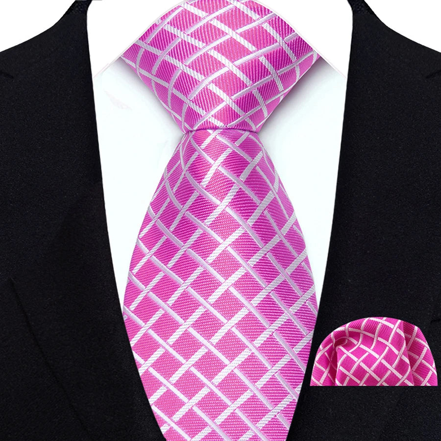 Pink Hight Quality Solid Stripes Paisley Light Purple Necktie
