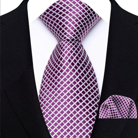 Purple Hight Quality Solid Stripes Paisley Light Purple Necktie