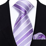 Purple Hight Quality Solid Stripes Paisley Light Purple Necktie