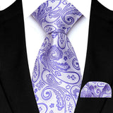 Blue White Hight Quality Solid Stripes Paisley Light Purple Necktie