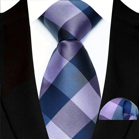 Blue Hight Quality Solid Stripes Paisley Light Purple Necktie