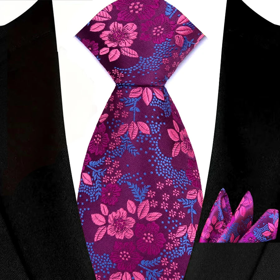 Pink Hight Quality Solid Stripes Paisley Light Purple Necktie