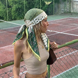 Model Using Hijab Silk Women's Shawl Wraps Bandana Headband