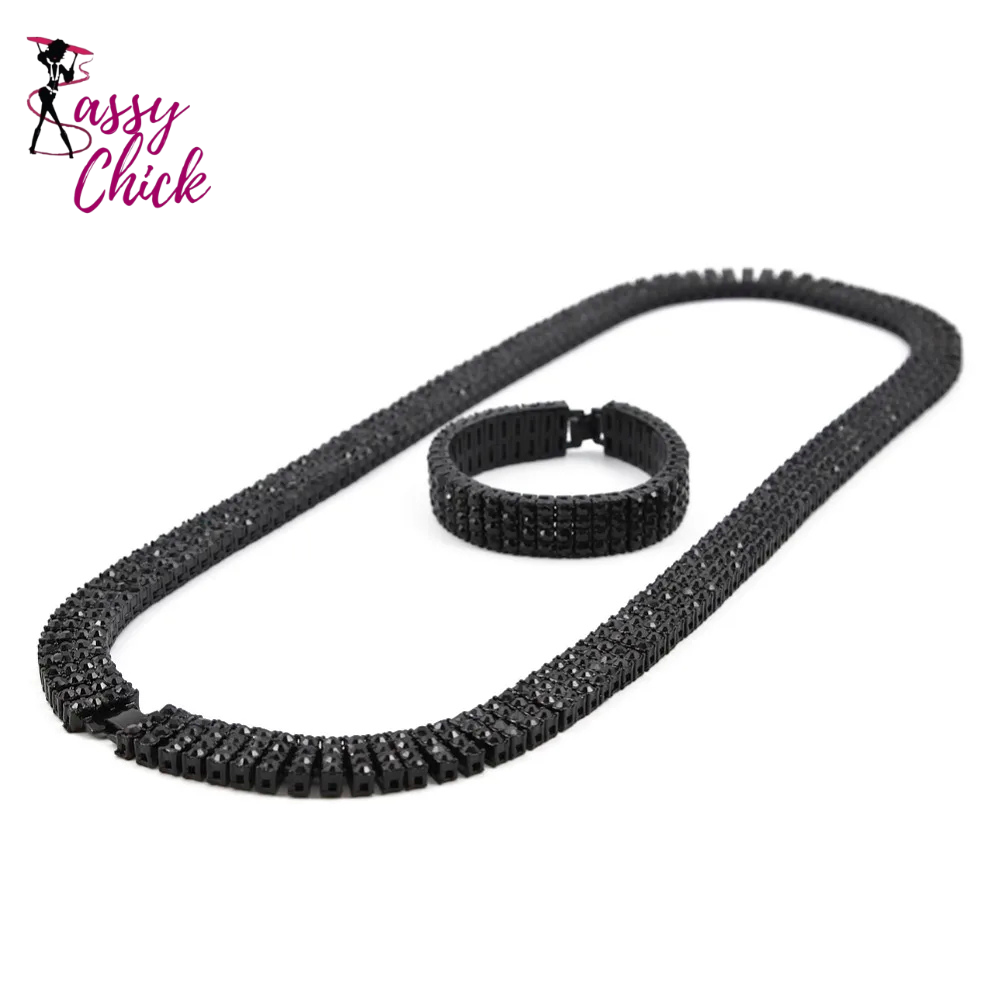 Hip-Hop Iced Out 30" Rhinestone Bling Men's Jewelry Sassy Chick Logo