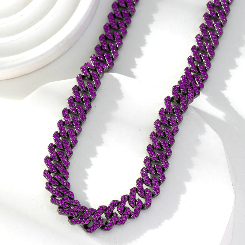 Necklace HipHop Cuban Chain Rhinestone Jewelry