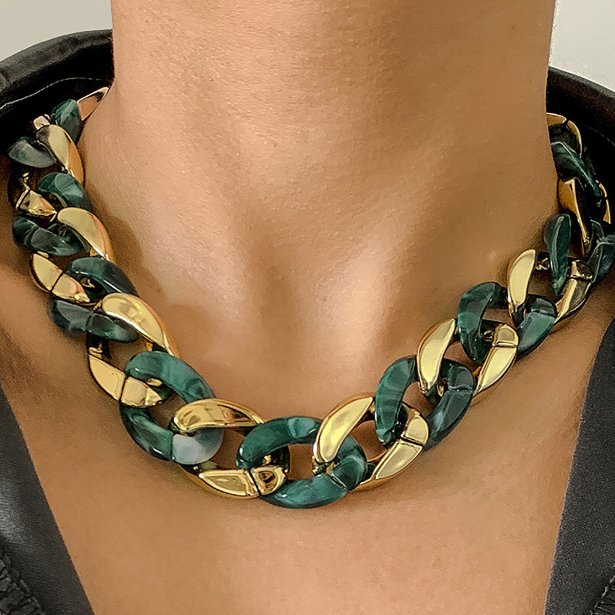 Emerald gold Hip Hop Chain Necklace