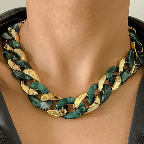 Emerald gold Hip Hop Chain Necklace