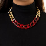 Gold Red Hip Hop Chain Necklace