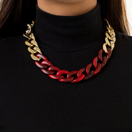 Gold Red Hip Hop Chain Necklace