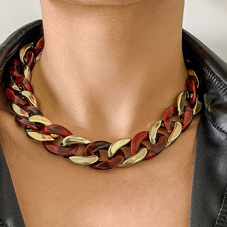 Gold Red Hip Hop Chain Necklace